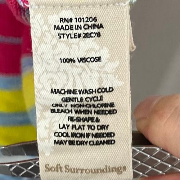 NWOT SOFT SURROUNDINGS Sweater S  Rainbow Stripe Multicolor Knit”Oasis” - Picture 6 of 9